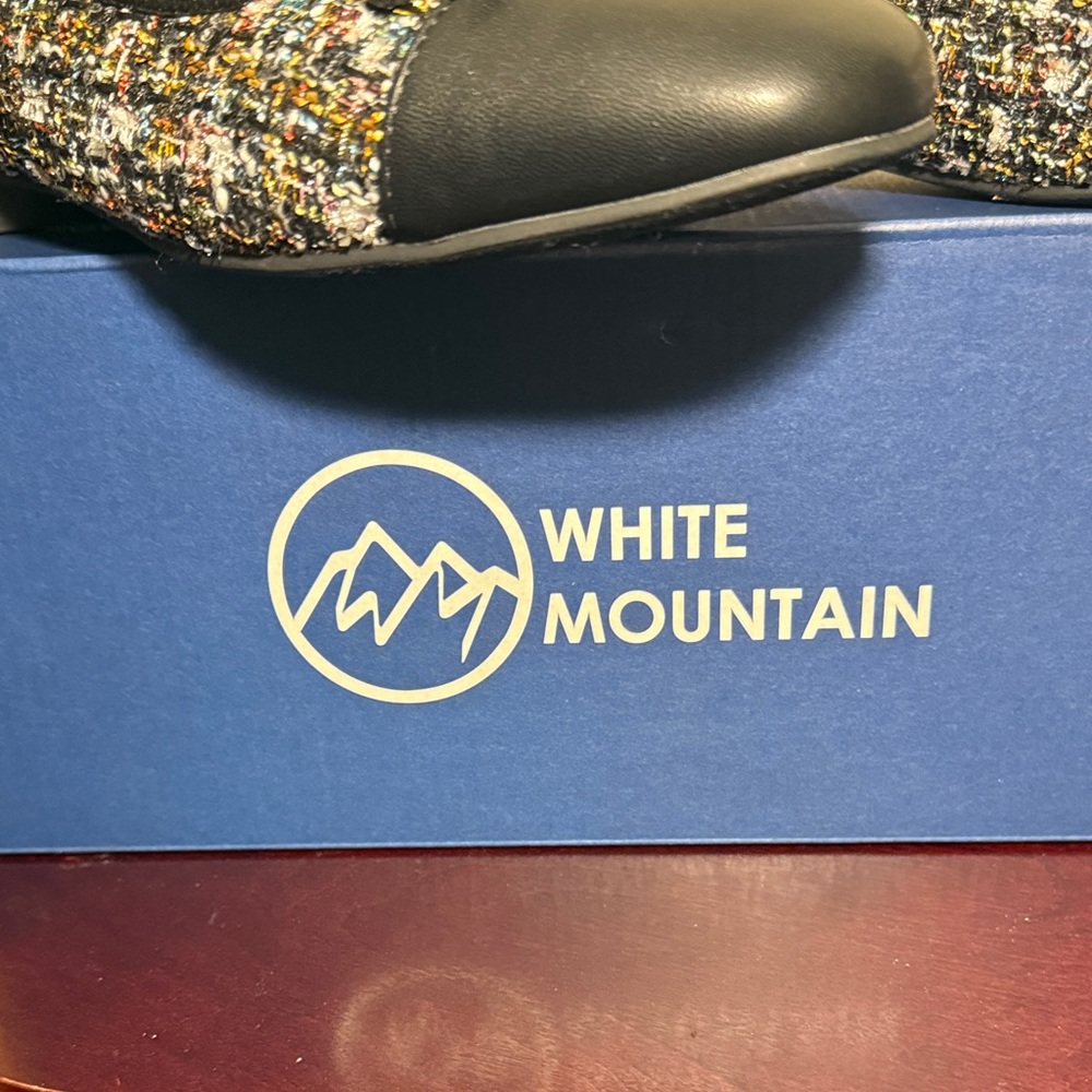 White Mountain Women'boucle fabric tweed Black white gold and Patterned Flats - Picture 3 of 7